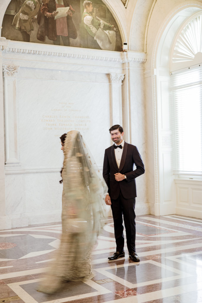 Couple during their first looks before the wedding ceremony 